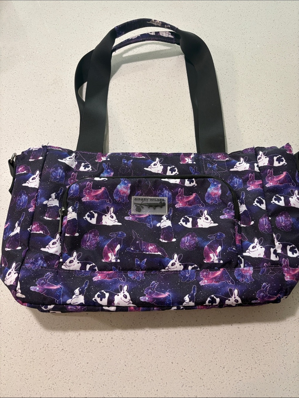 Sipsey Wilder Space Bunnies 🐰 Purple Galaxy Bunny Print Tote Bag